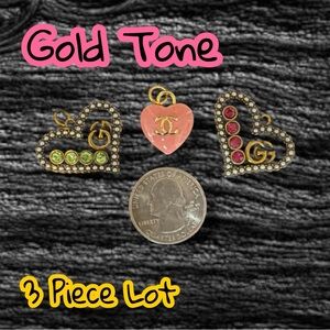 LAST ONE - 3 Piece Lot Assorted Gold Tone Zipper Pull Charm